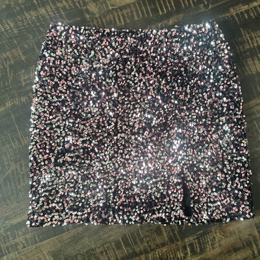 Nasty Gal Pink/Silver Ombré Sequin Mini Skirt